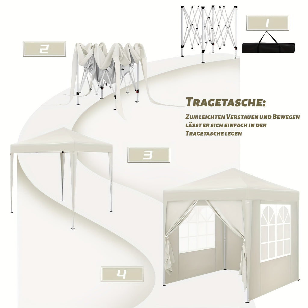 1pc Gazebo, 2x2m, Pavillon Pliable, Auvent Extérieur, Inclut 4 Murs Latéraux, Isolation Hivernale, Ombrage Estival, Tente de Rangement, Tente de Fête, Protection UV UPF 50+, Gazebo de Jardin Réglable en Hauteur, Inclut Sac de Rangement, Convient aux Jardi