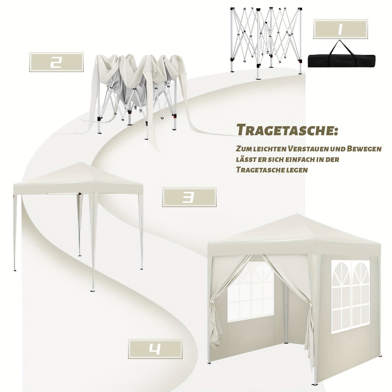 1pc Gazebo, 2x2m, Pavillon Pliable, Auvent Extérieur, Inclut 4 Murs Latéraux, Isolation Hivernale, Ombrage Estival, Tente de Rangement, Tente de Fête, Protection UV UPF 50+, Gazebo de Jardin Réglable en Hauteur, Inclut Sac de Rangement, Convient aux Jardi
