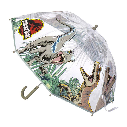 JURASSIC WORLD - Parapluie de pluie unisexe en forme de cloche, transparent et multicolore pour enfants, DINOSAURES T-REX
