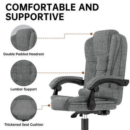 Chaise de bureau exécutive haute dossier, chaise de bureau ergonomique inclinable avec fonction d'inclinaison, chaise d'ordinateur robuste pour le travail à domicile