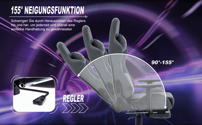 ANDYOU Chaise Gaming, Chaise de Bureau Respirante, Tissu de Haute Qualité Doux et Similar à la Fourrure Synthétique. Chaise PC Ergonomique, Chaises de Travail Pivotantes Réglables avec Repose-Pieds