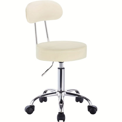 Tabouret roulant 1 pièce, tabouret de maquillage, tabouret à hauteur réglable avec roulettes et dossier, tabouret de travail, tabouret pivotant à 360°, tabouret de bureau, tabouret de maquillage pour studios, salons de coiffure, ateliers et salons de tato