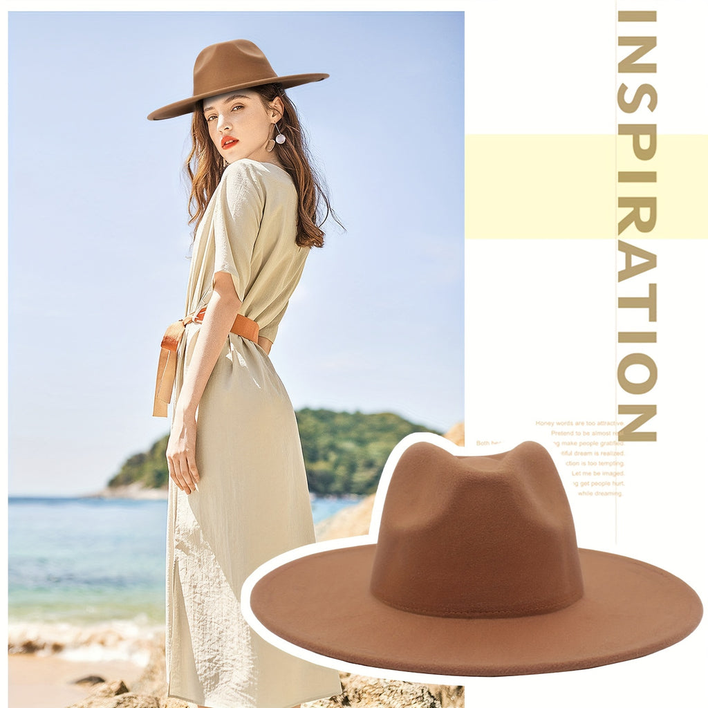 Chapeau Souple à Large Bord Unisexe pour Homme et Femme : Chapeau Panama Classique en Feutre, Chapeau à Large Bord en Velours Western - Convient aux Hommes et Femmes Adultes