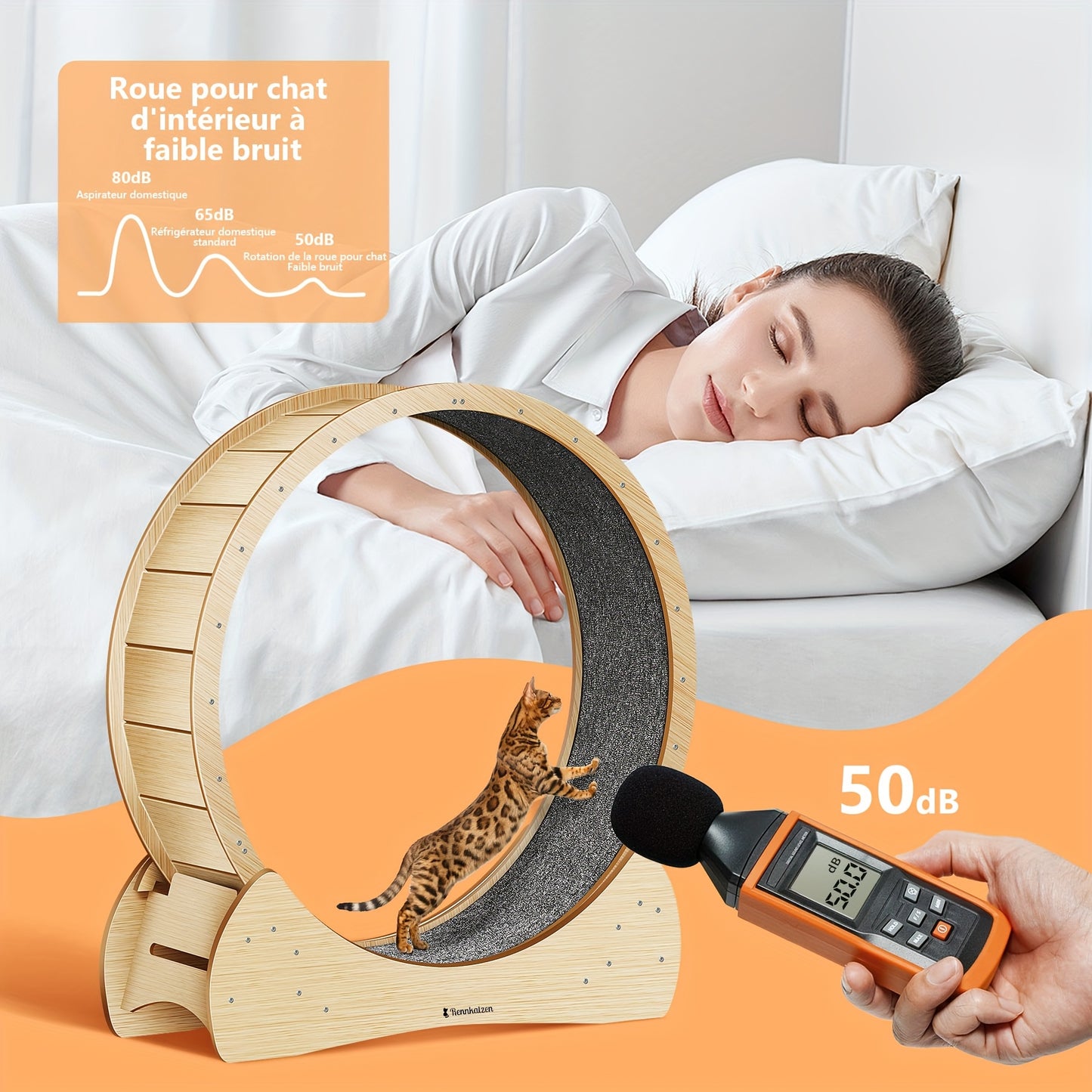 Grande Roue d'Exercice pour Chats et Chiens, Taille XL – Roue de Course en Bois pour Intérieur, Sûre et Confortable, Prévention de l'Obésité chez les Chats, Cadeau de Noël Parfait