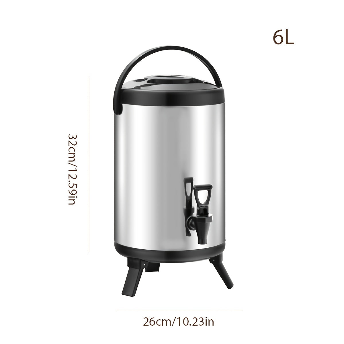 1 distributeur de thé isotherme en acier inoxydable de 6L avec poignée, seau à glace polyvalent pour boire à l'extérieur, seau thermique de grande capacité pour thé au lait, fond pliable pour usage commercial, idéal pour stocker de la bière, des boissons