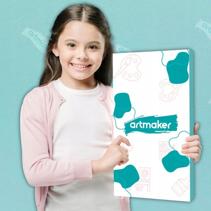 Kit Complet de Peinture Artmaker pour Enfants avec Chevalet en Bois 50 CM, Toile de Peinture 25x25 CM, 12 Peintures Acryliques 12 ML, 10 Pinceaux et Palette – Cadeau Idéal pour Apprendre à Peindre pour Garçons et Filles – Ensemble Artistique Créatif pour