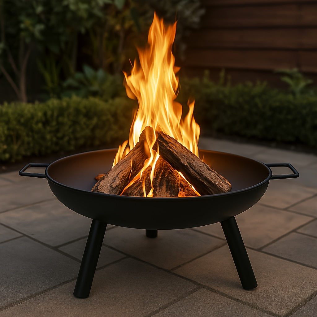 Poêle à foyer extérieur, équipée de 2 poignées et de 3 pieds amovibles, bol à feu et panier à feu, convient pour les patios, balcons, jardins et cours, peut être utilisée en hiver ! Parfaite pour les fêtes, le camping, noire, un incontournable pour les fê