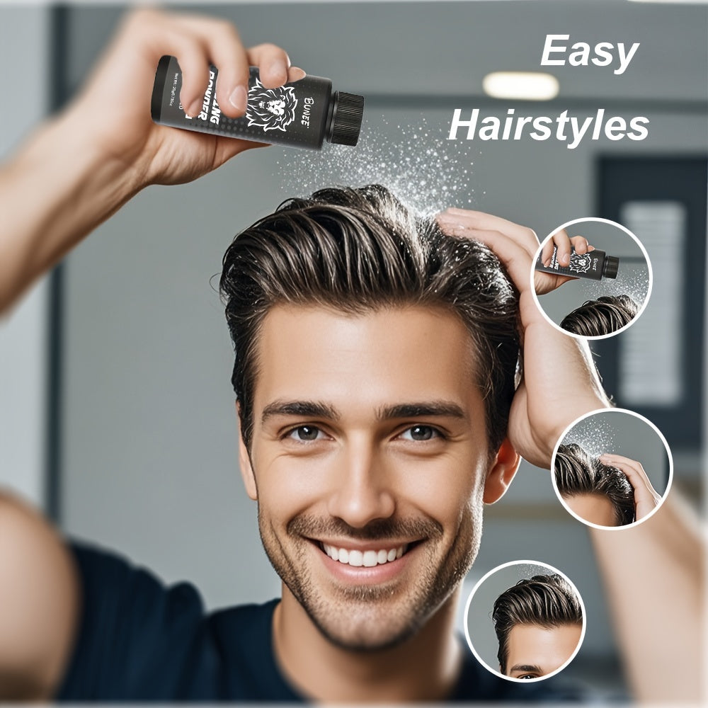 Poudre de cheveux moelleuse Version Lion, un produit de coiffure neutre conçu pour contrôler les coiffures et ajouter du volume, disponible en pack de 20G