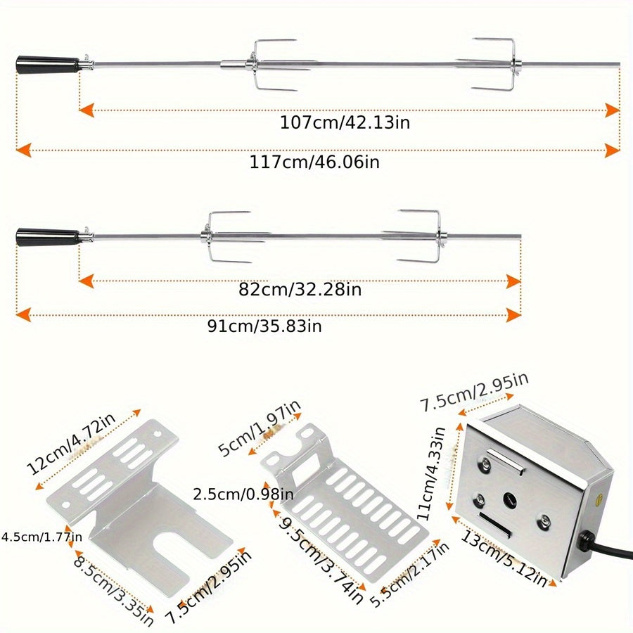 Fourchette Rotative pour Barbecue pour Fêtes avec 4 Aiguilles à Viande en Acier Inoxydable