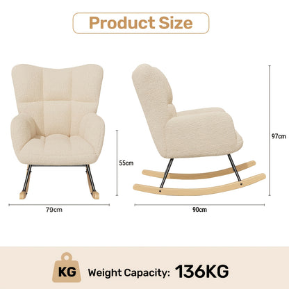 Chaise de restaurant moderne, fauteuil à bascule avec dossier haut et accoudoirs, rembourrée jusqu'à 136 kg, confortable et stabilisée