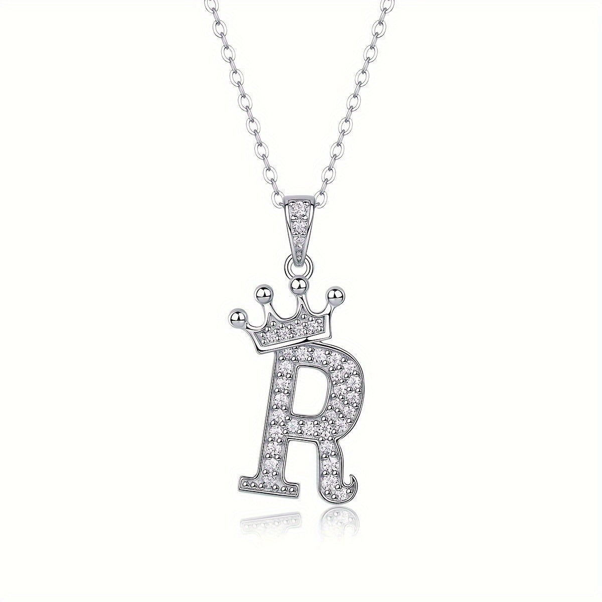 Collier lettre couronne en moissanite en argent S925 plaqué, avec 26 pendentifs lettres entièrement sertis, cadeau idéal pour la rentrée, la remise des diplômes, le quotidien, la Saint-Valentin ou les anniversaires