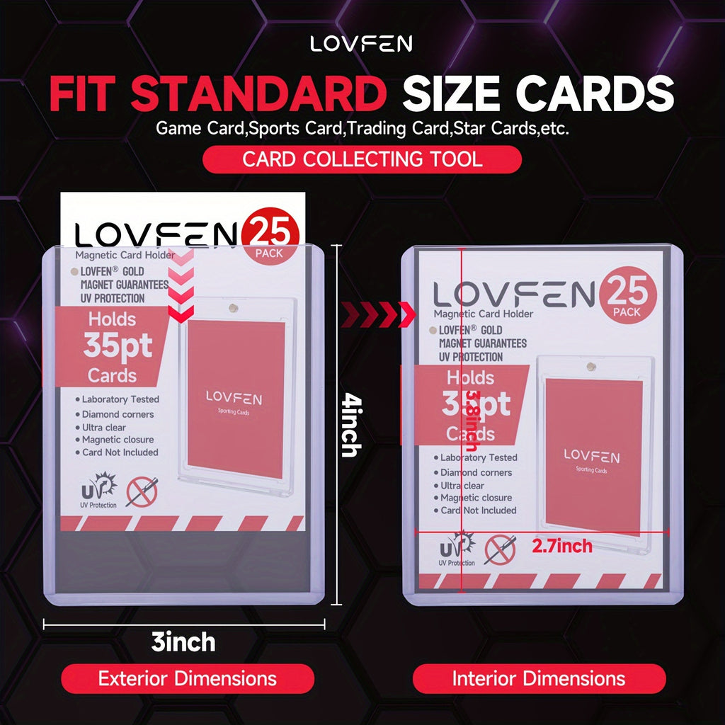 LOVFEN - 35pt Pochettes de  pour Cartes - Lot de 500 (20x25 Paquets) - Format Standard 7,62x10,16 cm - Protégez Vos Cartes de Baseball et Sportives avec Ces Pochettes en Plastique Dur Transparent