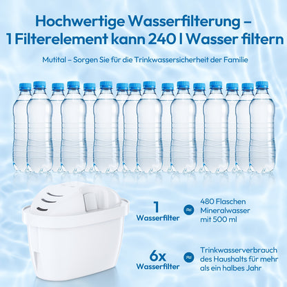 Cartouches de remplacement pour filtre à eau - Compatibles avec la carafe filtrante à eau BTA, réduisent le calcaire et le chlore, charbon actif et résine d'échange d'ions, accessoires de cuisine domestique pour systèmes de filtres à eau pour carafes, lot