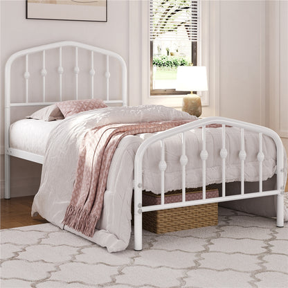 Costoffs Cadre de Lit Double en Métal Moderne - Avec Sommier à Lattes Métalliques - Espace de Rangement Sous-lit - Idéal pour Chambre, Dortoir ou Appoint - Style Industriel Intemporel