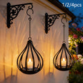 Lanternes suspendues solaires, lampes style bougie avec effet de clignotement LED, adaptées aux tables à manger, jardins, pelouses et décorations de fêtes en plein air, 1/2/4 pièces