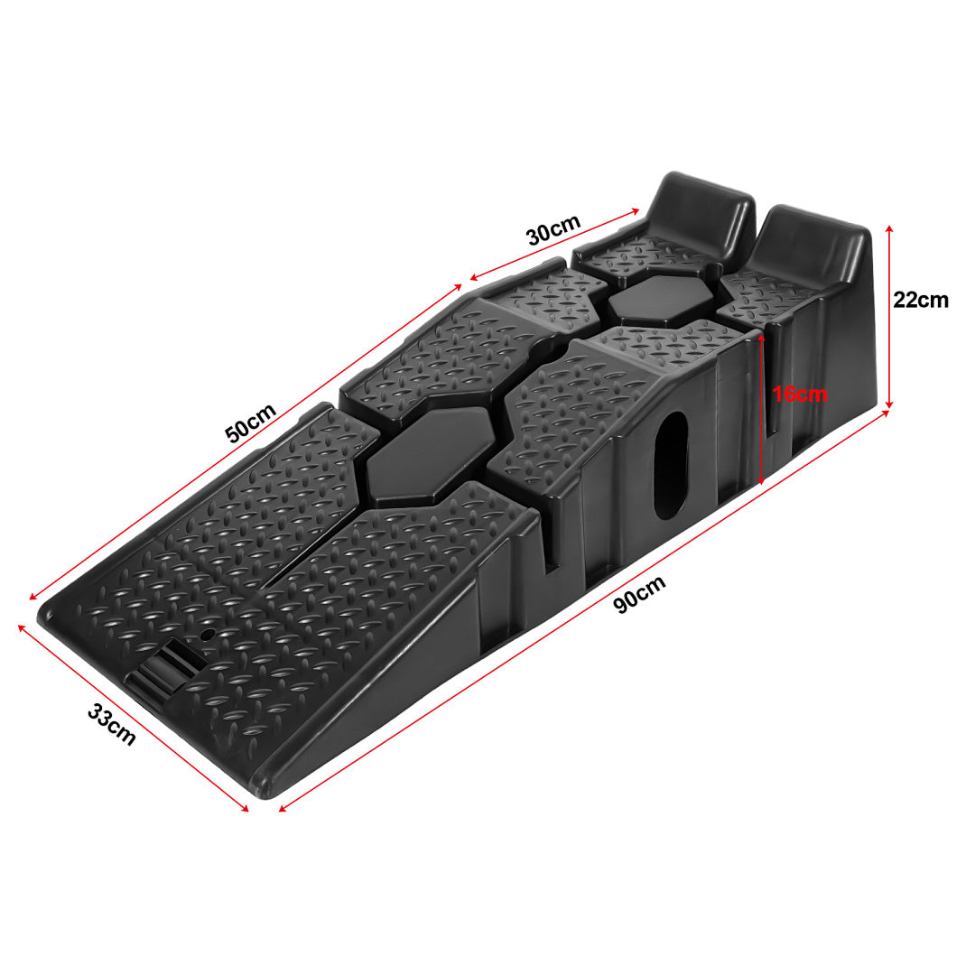 2X Rampes de chargement en plastique robuste à monter par-dessus, adaptées pour moto, voiture, quad, remorque, camping-car - Rampe antidérapante avec base large et plateforme de levage stable, rampe de chargement portable pour véhicule, VTT, pour utilisat