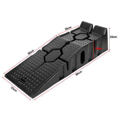 2X Rampes de chargement en plastique robuste à monter par-dessus, adaptées pour moto, voiture, quad, remorque, camping-car - Rampe antidérapante avec base large et plateforme de levage stable, rampe de chargement portable pour véhicule, VTT, pour utilisat
