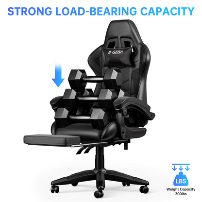 Gartistgo Chaise Gaming Ergonomique - Chaises Gaming avec Coussin Lombaire + Appui-Tête, Chaise de Bureau & Ordinateur Rehausseable pour Adultes, Filles, Garçons (Avec Repose-Pieds)