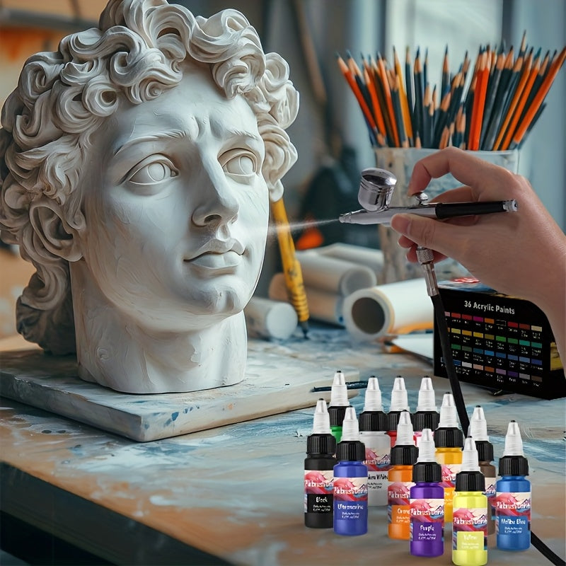Ensemble de Peinture à Aérographe 12/24/36 Couleurs, 20ml/0.67oz, Multifonctionnel, Idéal pour Peinture à l'Huile, Peinture à la Main, Création DIY, Débutants, Amateurs, Fournitures pour Peinture sur Céramique, Cadeau Idéal pour les Amateurs d'Art, Fourni