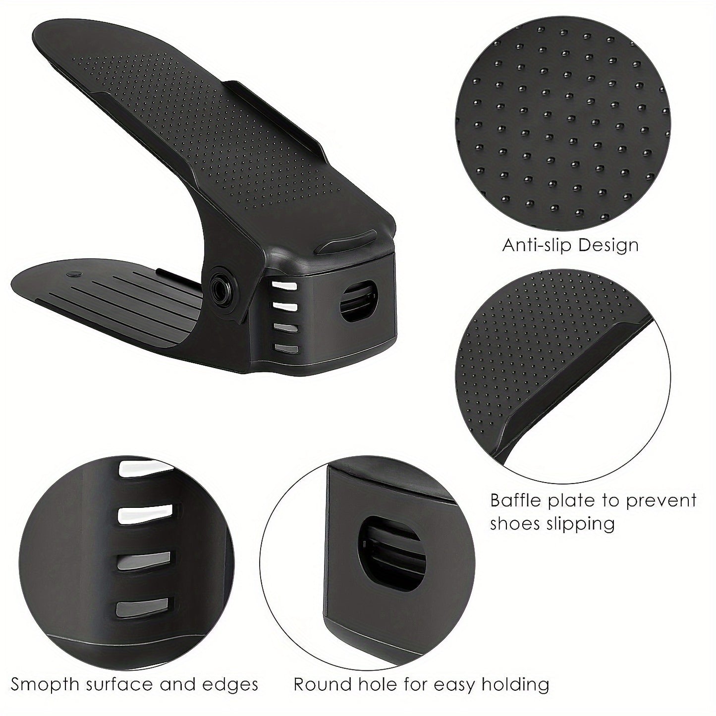 Lot de 30 étagères à chaussures réglables en plastique, support de rangement pour chaussures, réglable en hauteur sur 3 niveaux