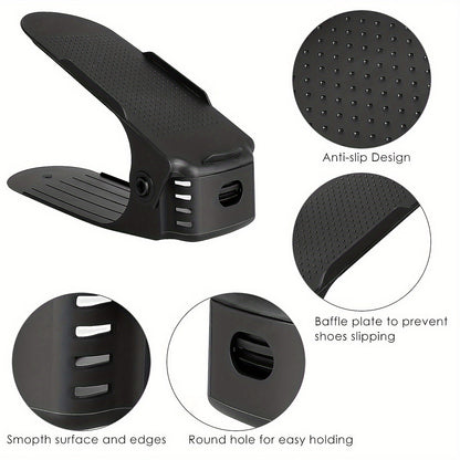 Lot de 30 étagères à chaussures réglables en plastique, support de rangement pour chaussures, réglable en hauteur sur 3 niveaux
