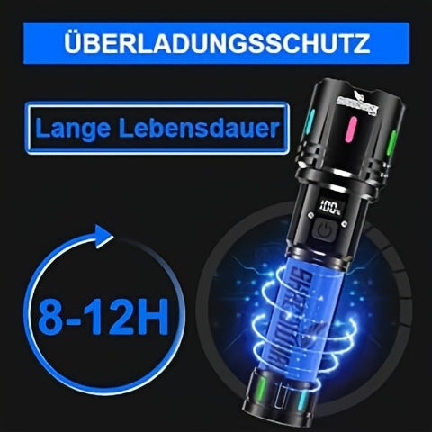 Lampe Torche LED Rechargeable Shadowhawk, Torche LED Très Lumineuse XHM90.2 Torches USB, 5000mAh, Lampe Tactique Puissante à Piles, Lampe de Poche pour Urgences Extérieures