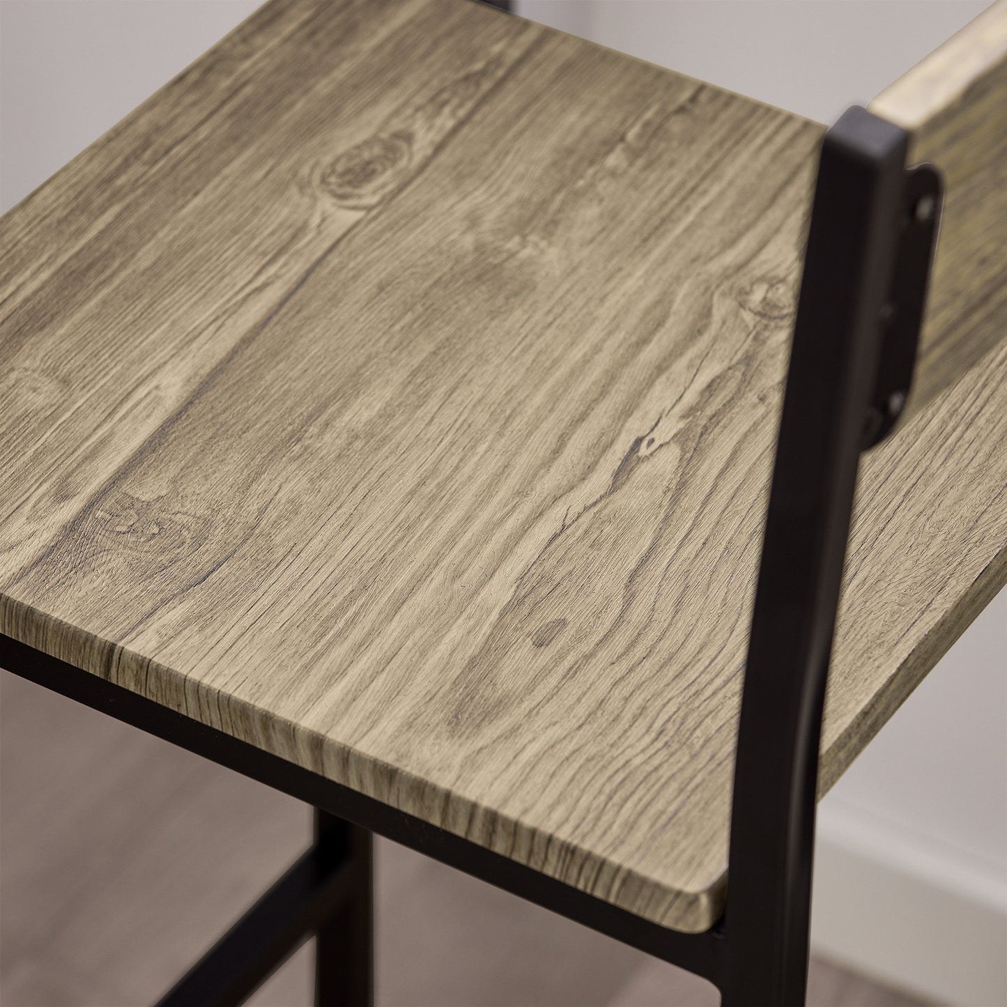 Table Haute Table de Cuisine Table de Salle à Manger Ensemble Repas Bistrot Avec 2 Chaises 1 Table 2 Places Chaises Rangement Sous Table Pour Cuisine Salle à Manger Balcon Salon Décor Bois Naturel 89x87x45cm SoBuy PHU14-O