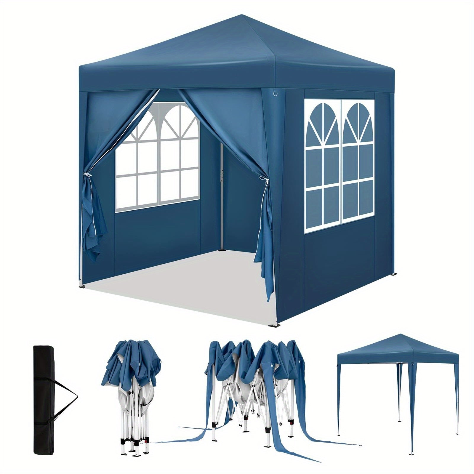 1pc Gazebo, 2x2m, Pavillon Pliable, Auvent Extérieur, Inclut 4 Murs Latéraux, Isolation Hivernale, Ombrage Estival, Tente de Rangement, Tente de Fête, Protection UV UPF 50+, Gazebo de Jardin Réglable en Hauteur, Inclut Sac de Rangement, Convient aux Jardi