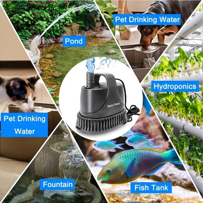 Pompe à eau submersible 211 GPH, pompe de fontaine 15 W, pompe pour aquarium, pompe à eau 800 L/h avec cordon d'alimentation de 213,36 cm pour fontaine de jardin, nappe phréatique, cascade, aquarium, étang, culture hydroponique, sans batterie