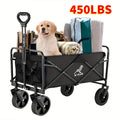 Véhicule de transport pliable pour équipement de athlétisme - Cadre en acier inoxydable et matériau en tissu Oxford 600D, aucun assemblage requis, chariot de courses portable multifonctionnel, adapté pour l'athlétisme, le camping, la randonnée, le shoppin