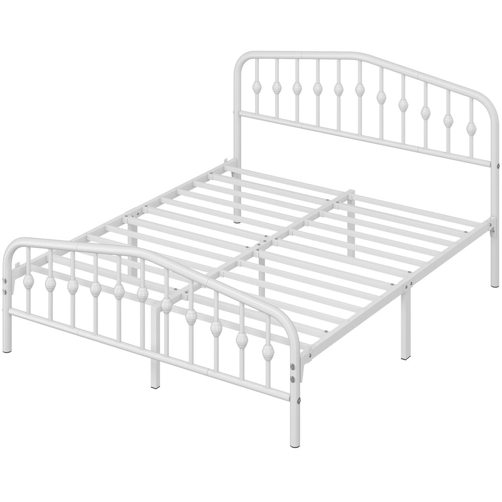 Costoffs Cadre de Lit Double en Métal Moderne - Avec Sommier à Lattes Métalliques - Espace de Rangement Sous-lit - Idéal pour Chambre, Dortoir ou Appoint - Style Industriel Intemporel