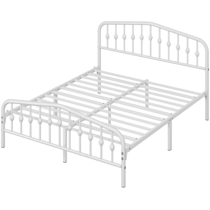 Costoffs Cadre de Lit Double en Métal Moderne - Avec Sommier à Lattes Métalliques - Espace de Rangement Sous-lit - Idéal pour Chambre, Dortoir ou Appoint - Style Industriel Intemporel