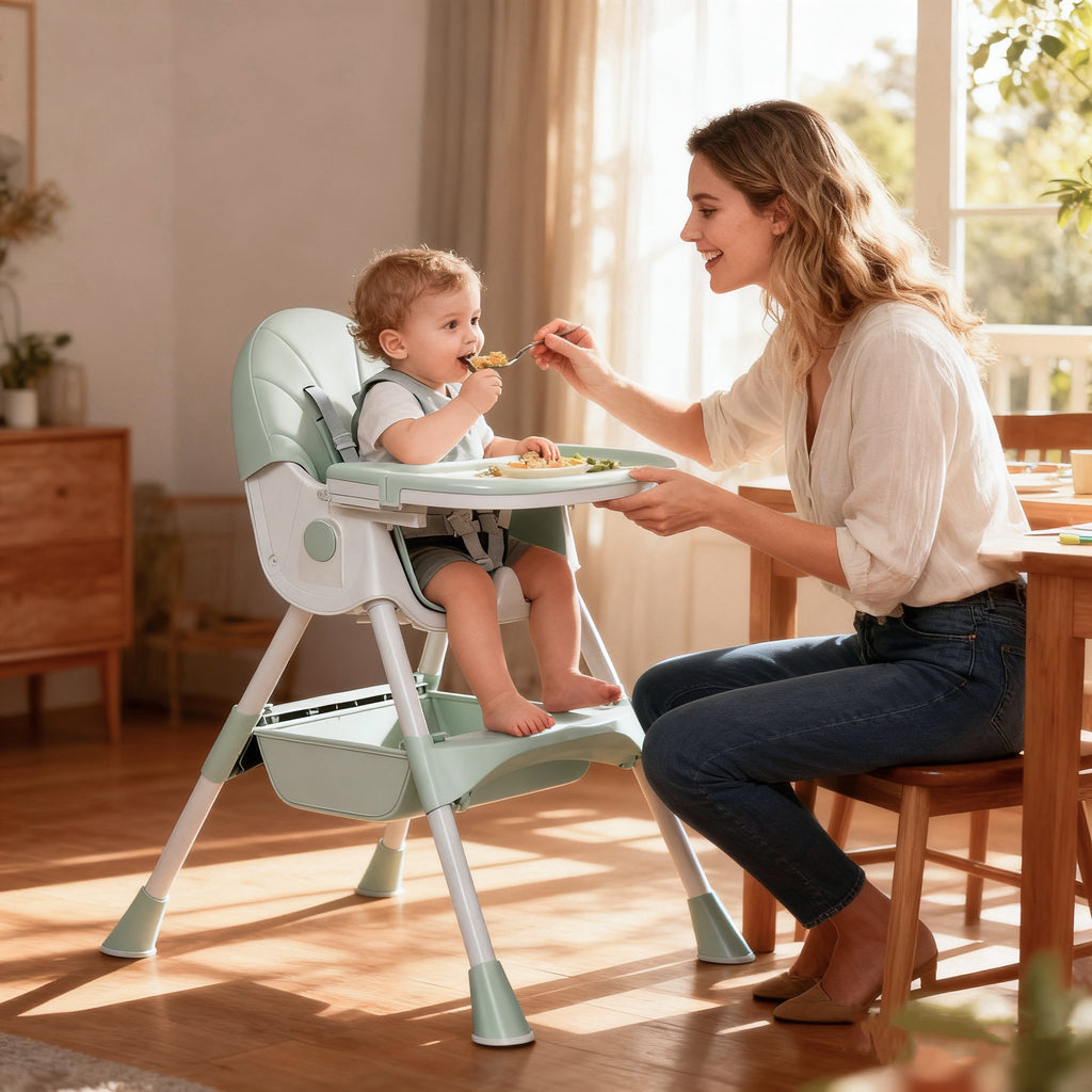 Chaise Haute Bébé Cochildor, Chaise Haute pour Enfant avec Plateau, Chaise de Repas pour Bébé à Hauteur Réglable, Siège Repose-pieds pour Enfant avec Fonction Pliable