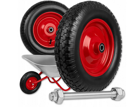 ROUE PIVOTANTE POUR CAMION-POUPEE AVEC ESSOIX, ROBUSTE AVEC CHAMBRE À AIR 4.00-8 4PR