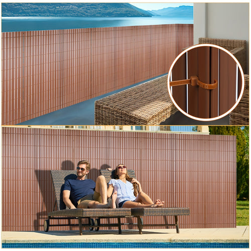 Clôture d'Écran de Confidentialité en PVC Durable - Protection Contre le Vent et le Soleil, Renforcée avec des Attaches de Câble, Disponible en Gris/Vert/Marron/Bambou - Tailles Multiples pour Jardin et Balcon