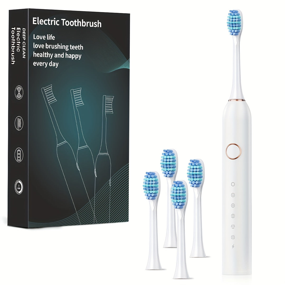 Brosse à dents électrique automatique intelligente IP67 pour adultes, poils souples unisexes, six modes de nettoyage de fréquence de vibration, chargement USB, nettoyage en profondeur des dents