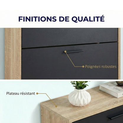 Meuble à chaussures avec 4 compartiments à rabat, armoire à chaussures en bois pour jusqu'à 24 paires, organisateur d'entrée peu encombrant