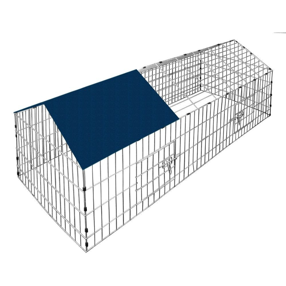 CADOCA® Enclos Run Free 180X75X75Cm Protection Solaire Run Jardin Lapin Poulailler Lièvre Poulailler Petit Animal Run Toiture Matériel Bleu