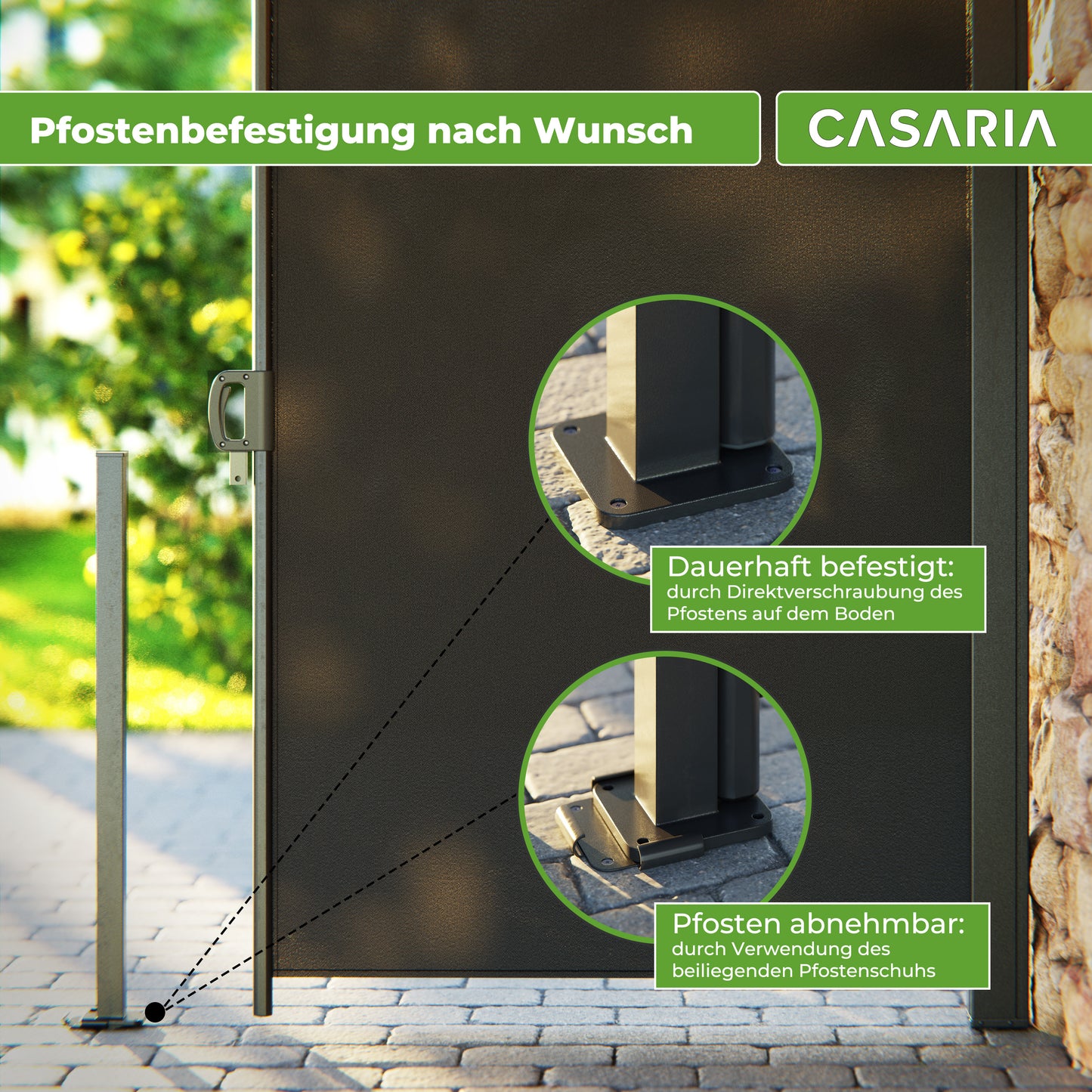 CASARIA® Nosara 180X300Cm Auvent Pare-soleil Rétractable Coupe-vent et Imperméable pour Balcon, Terrasse et Jardin, Anthracite