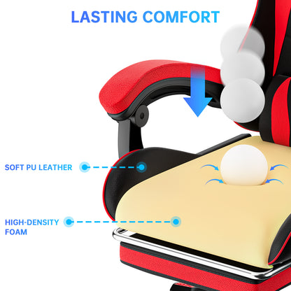 Gartistgo Chaise Gaming Ergonomique - Chaises Gaming avec Coussin Lombaire + Appui-Tête, Chaise de Bureau & Ordinateur Rehausseable pour Adultes, Filles, Garçons (Avec Repose-Pieds)