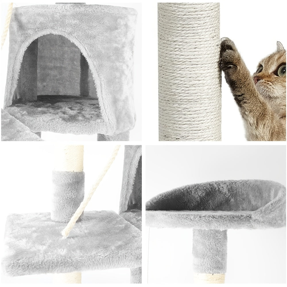Griffoir pour chat Cactus gris, jouet pour animaux de compagnie, plateforme  maison mignonne en bois, poteau en sisal, arbre à chat, 41,5*41,5*18,5 cm