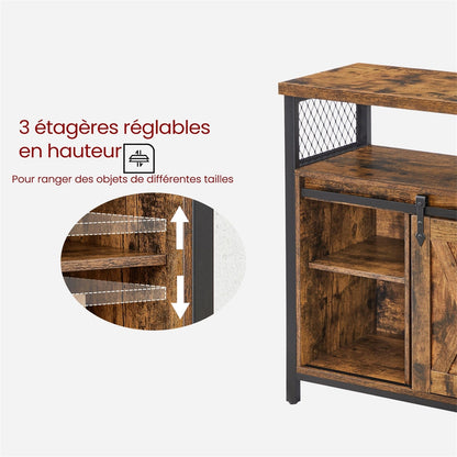 Meuble de Rangement, Buffet Cuisine, Commode, avec 2 Portes Coulissantes, 33 x 100 x 80 cm, Étagères Réglables, pour Salon