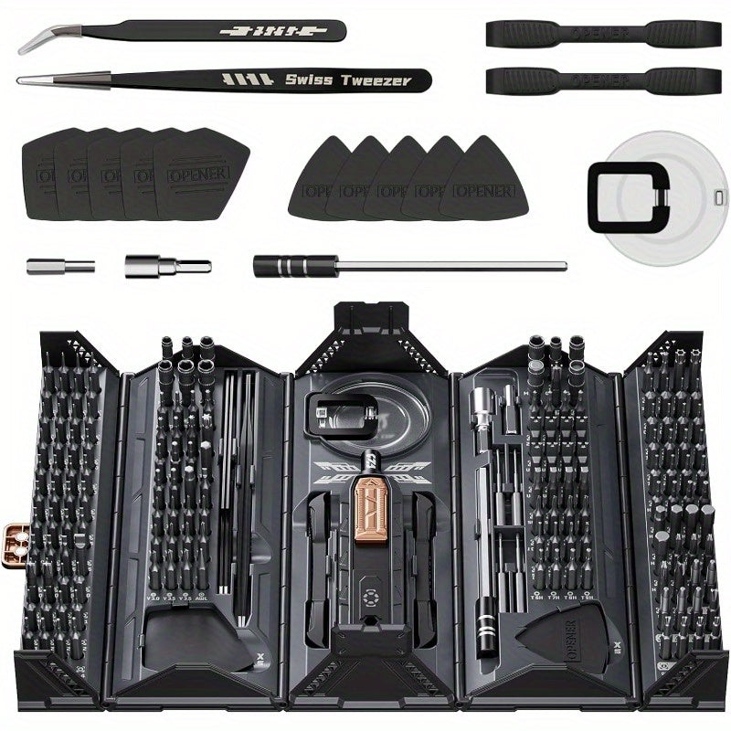 [Cadeau outil pour hommes] Ensemble de tournevis de précision manuel 180 en 1, conception de modélisation de conteneur, angulaire, élégant, kit de réparation magnétique professionnel, adapté aux ordinateurs portables, téléphones mobiles, caméras, tablette