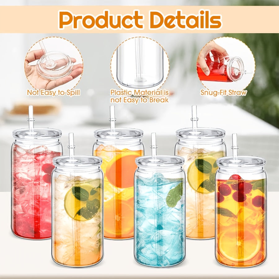 25pcs 16Oz Gobelets de sport transparents avec couvercles et pailles. Fabriqués en PC transparent réutilisable, ils sont des articles de boisson essentiels pour les activités de plein air, la randonnée et le cyclisme, et des options de boisson haut de gam