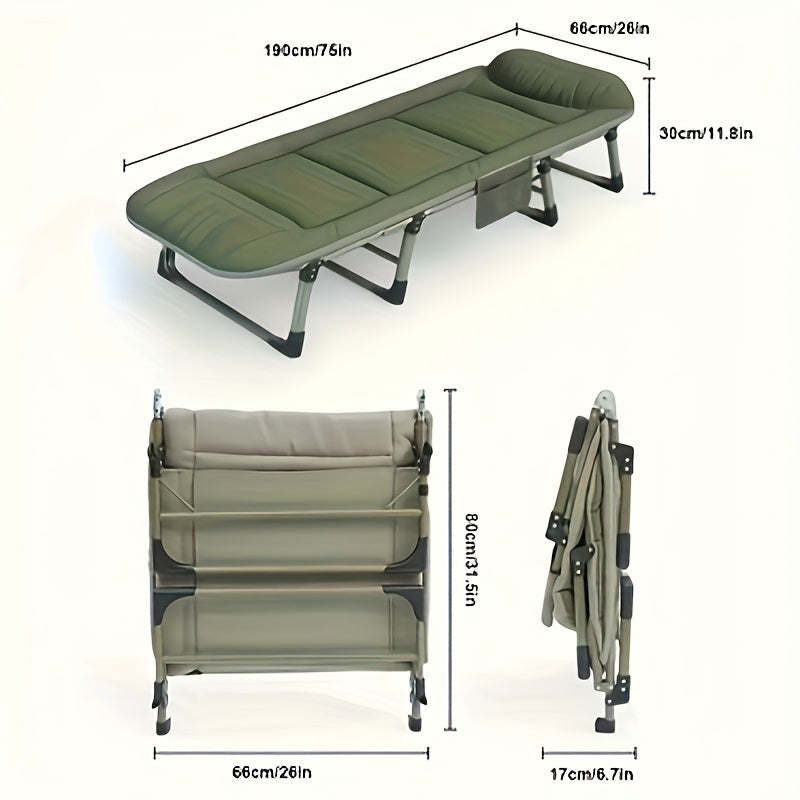 Lit Pliant Portable, Lit Pliant avec Matelas, Lit Pliant Robuste avec Cadre Solide, Lit Pliable Qui Peut Supporter 149.69 KG, Lit de Camp Portable pour Camping, Plage, Patio