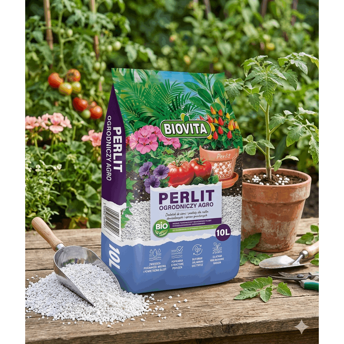 BIOVITA Perlite 10L - Perlite pour Plantes pour Amélioration du Substrat du Sol - 3-6Mm - Amélioration du Sol - Substrat de Stockage d'Humidité - Idéal pour Jardin et Plantes d'Intérieur