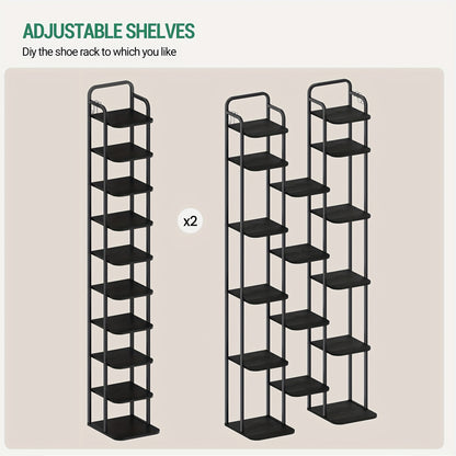 Étagère à chaussures verticale, Organisateur de chaussures,  à chaussures peu encombrante, Autoportante, Réglable, 10 niveaux
