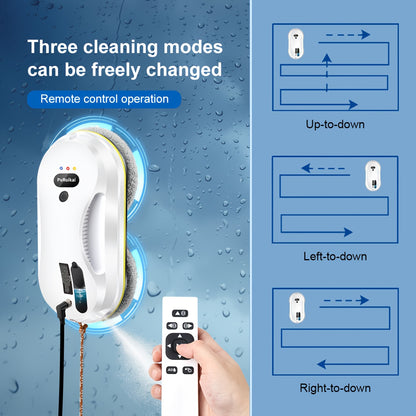 Robot Nettoyeur de Vitres Intelligent PuRuiKai09 Entièrement Automatique à Brancher (Dernier Modèle 2026 Aspiration 5000pa) Pulvérisation d'Eau Automatique avec Télécommande, Corde de Sécurité -Chute de 4,5 Mètres, Incluant 10 Chiffons de Nettoyage et un