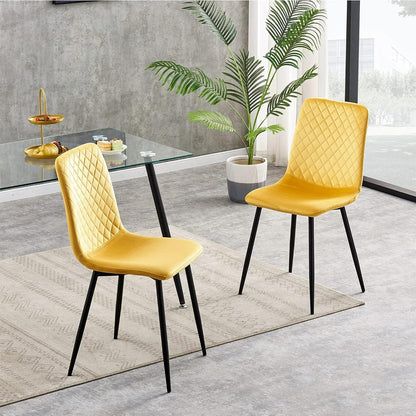 Ensemble de 4 chaises de salle à manger MCC Direct en velours, pieds en métal, chaises Lexi, chaises de conception