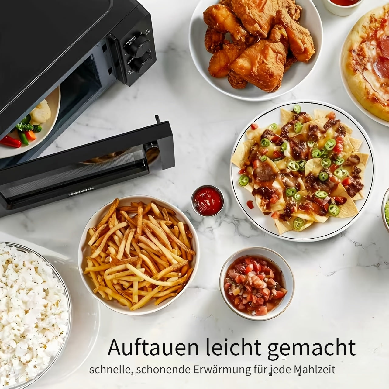 Galanz Mini four à micro-ondes avec plat tournant de 20 litres, double bouton rotatif, modèle argenté multifonctionnel pour personnes âgées et enfants